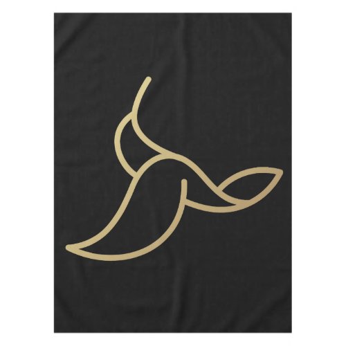 Hummingbird in Monoline Style _ Gold on Black Tablecloth