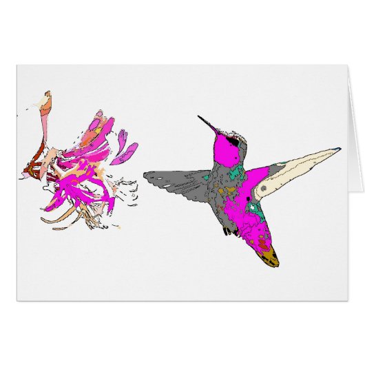 Hummingbird in Pink Card (Front Horizontal)