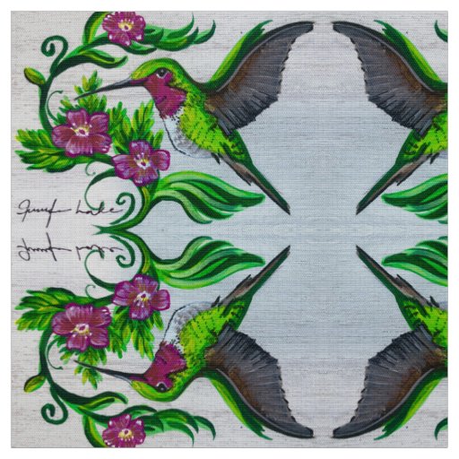 Hummingbird in Pink Flowers Fabric