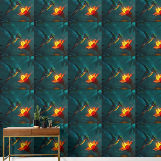 Hummingbird in the garden wallpaper  (Hallway)