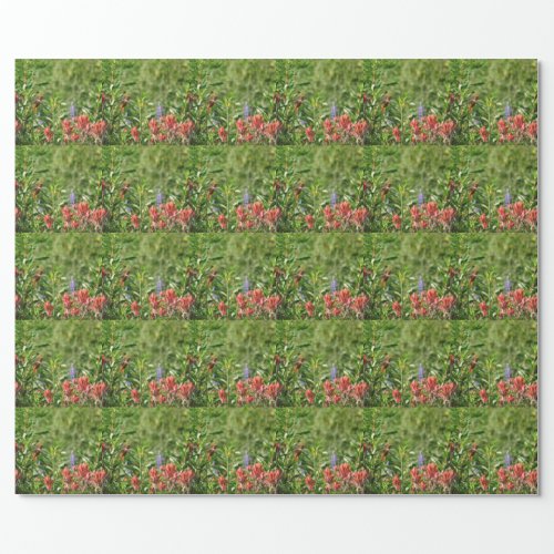 Hummingbird in wild flowers wrapping paper