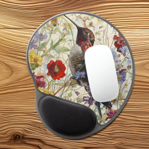 Hummingbird in wildflowers gel mouse pad