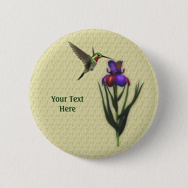 Hummingbird Iris Flower Button (Front)