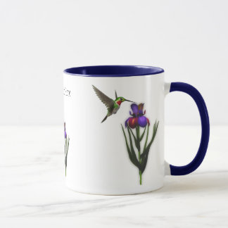 Hummingbird Iris Flower Mug