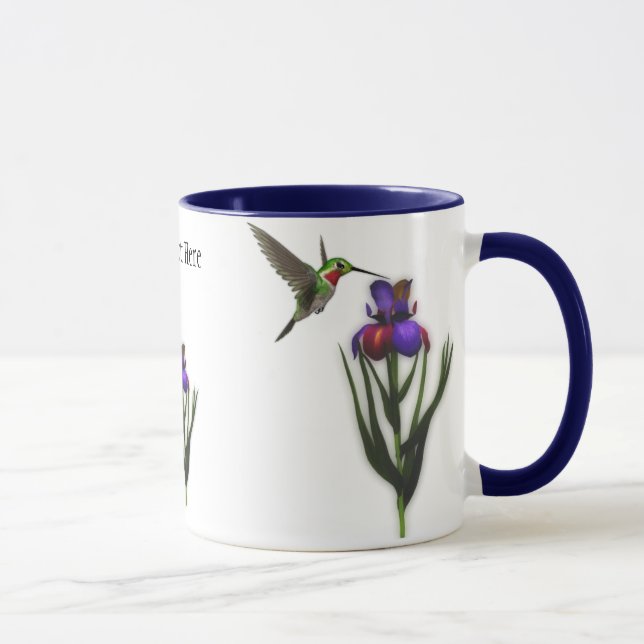 Hummingbird Iris Flower Mug (Right)