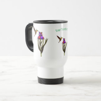 Hummingbird Iris Flower Personalized Travel Mug
