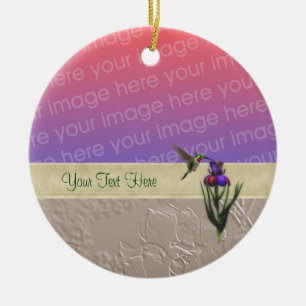 Hummingbird Iris Flower Your Photo Ornament