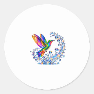 Hummingbird Jewel Fountain of Sparkling Colors Classic Round Sticker