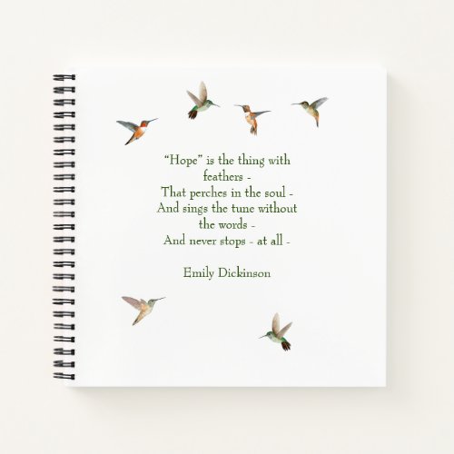 Hummingbird Journal with Emily Dickinson Quote