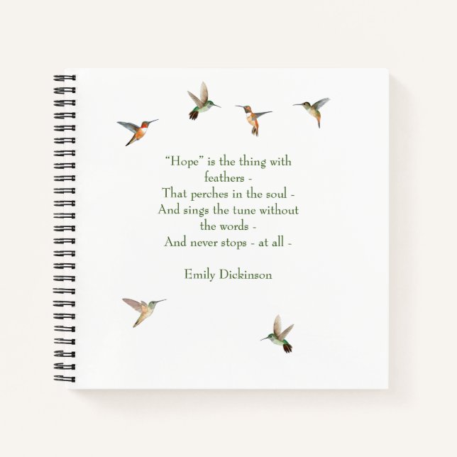 Hummingbird Journal with Emily Dickinson Quote (Front)
