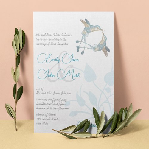 Hummingbird Kiss Vintage Love Bird Weddings Invitation