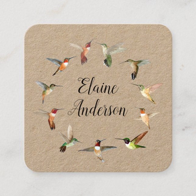 Hummingbird Kraft Square Business Card (Front)