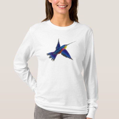 Hummingbird Ladies Long_sleeved Hoodie T_Shirt