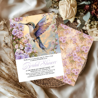 Hummingbird Lavender Flowers Bridal Shower | Invitation