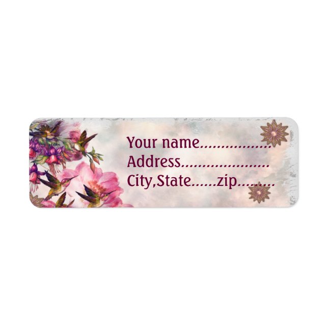 Hummingbird Lavender Jeweled CUSTOM Label (Front)