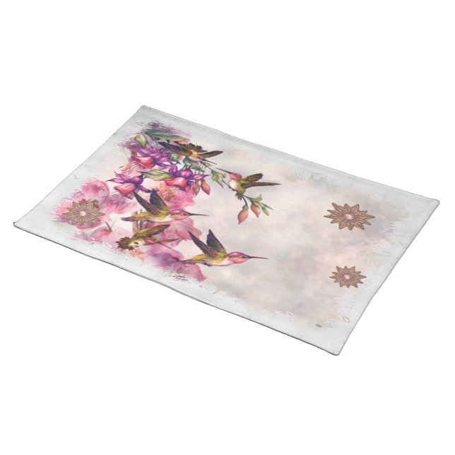 Hummingbird Lavender Jeweled DECOR Placemat (On Table)