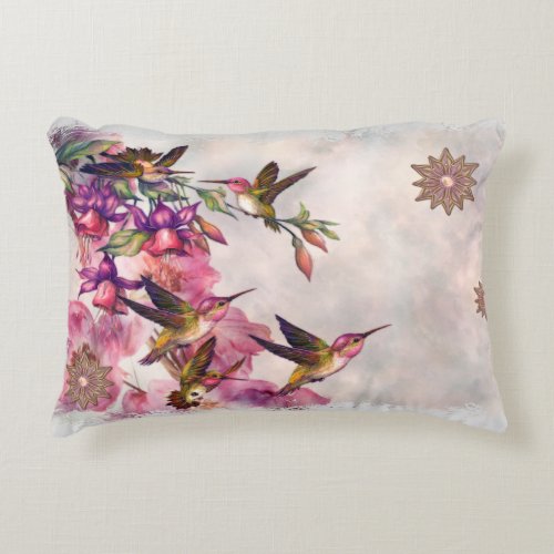 Hummingbird Lavender Jeweled Decorative Pillow