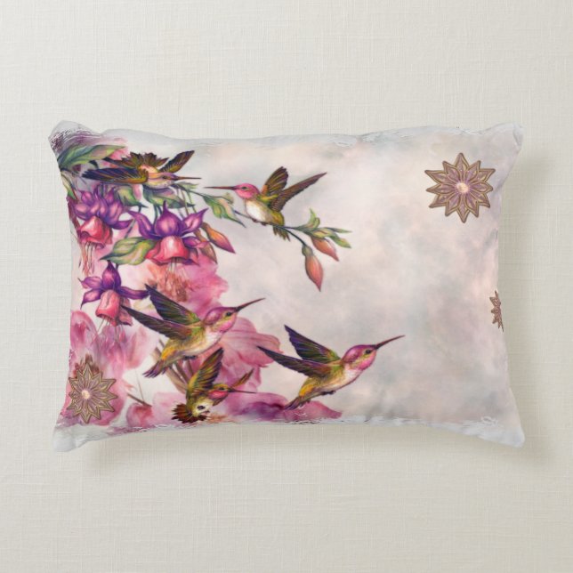 Hummingbird Lavender Jeweled Decorative Pillow (Front)
