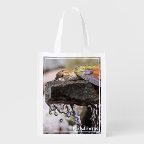 Hummingbird  Laying in Water Reusable Grocery Bag