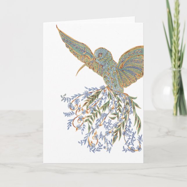 Hummingbird Letterpress Thank You Card (Front)
