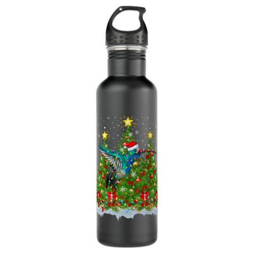 Hummingbird Lighting Xmas Tree Funny Hummingbird C Stainless Steel Water Bottle