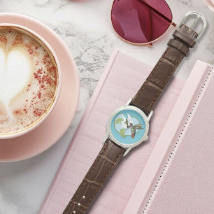 Hummingbird Lily Blue Art Nouveau  Watch