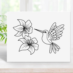 Hummingbird Lily Flowers Coloring Page Poster