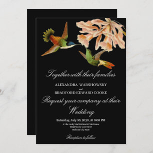 Hummingbird Lily Watercolor Black White Wedding
