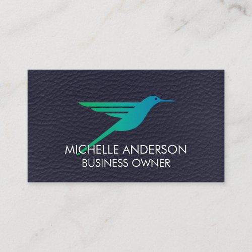 Hummingbird Logo  Leather Background Business Card