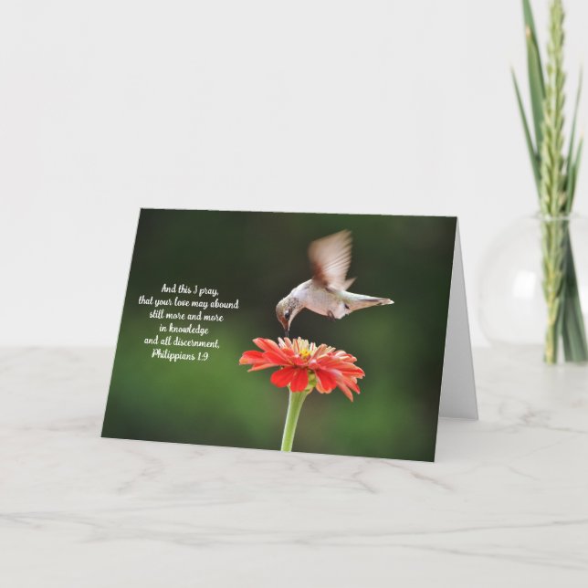 Hummingbird Love Faith Bible Scripture Card (Front)