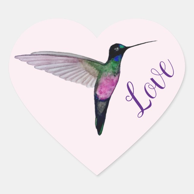 Hummingbird Love Heart Sticker (Front)