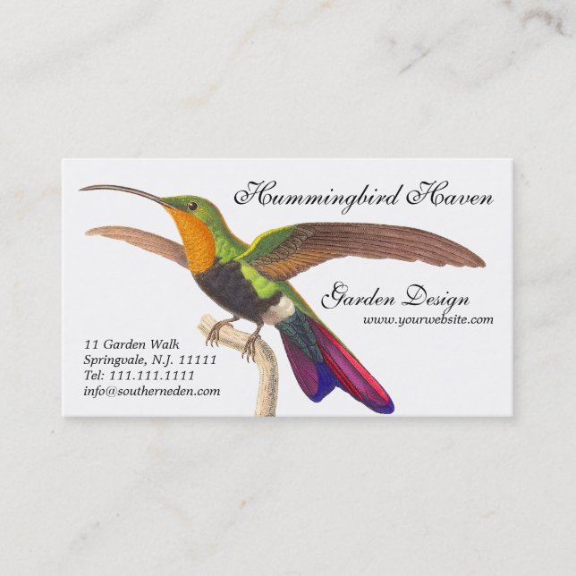 Hummingbird Lover's Business Card - Colorful (Front)