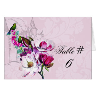 Hummingbird Magnolia Customized Table Number Cards