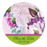 Hummingbird Magnolias Save the Date Round Stickers