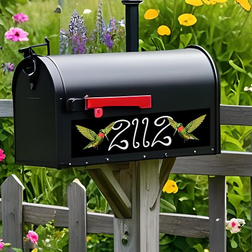 Hummingbird Mailbox Number Whimsical Vintage Black Bumper Sticker