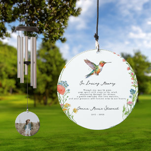 Hummingbird Memorial Wind Chimes   Custom Photo