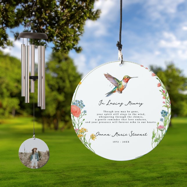 Hummingbird Memorial Wind Chimes | Custom Photo (Creator Uploaded)