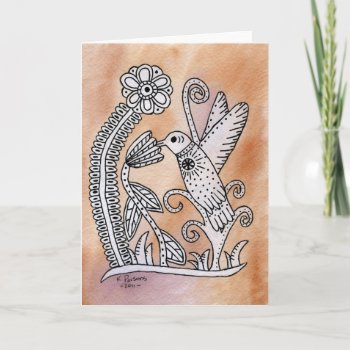 Hummingbird  Mexican Bark Style Card by KaliParsons at Zazzle