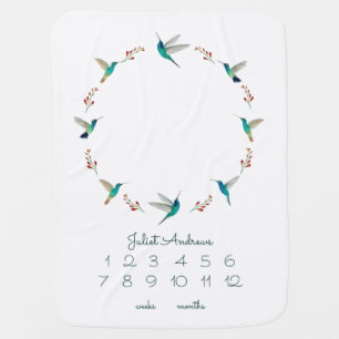 Hummingbird Milestone Baby Blanket