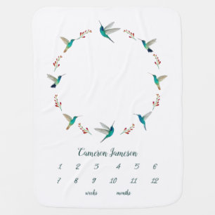 Hummingbird Milestone Baby Blanket