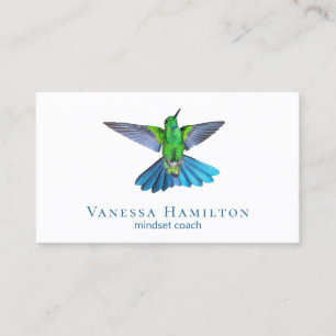 Hummingbird Minimal Modern White Blue Business Card