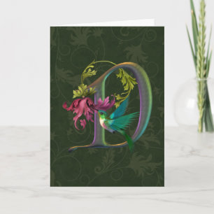 Hummingbird Monogram D Note Card