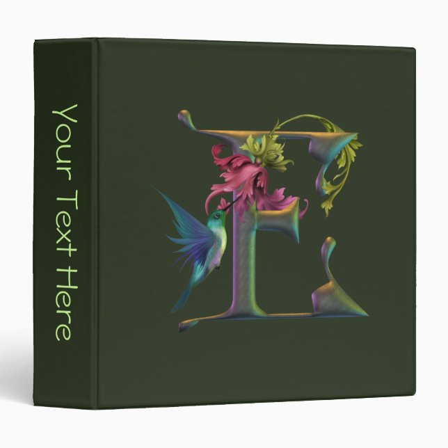 Hummingbird Monogram E Binder (Front/Spine)