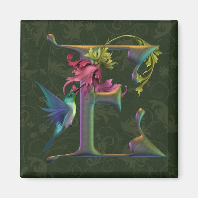 Hummingbird Monogram E Magnet (Front)