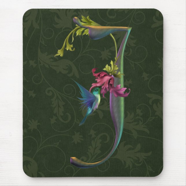 Hummingbird Monogram J Mouse Pad (Front)