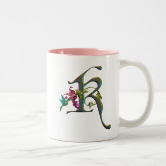 Hummingbird Monogram K Two-Tone Coffee Mug