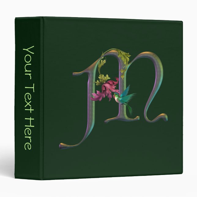 Hummingbird Monogram M 3 Ring Binder (Front/Spine)