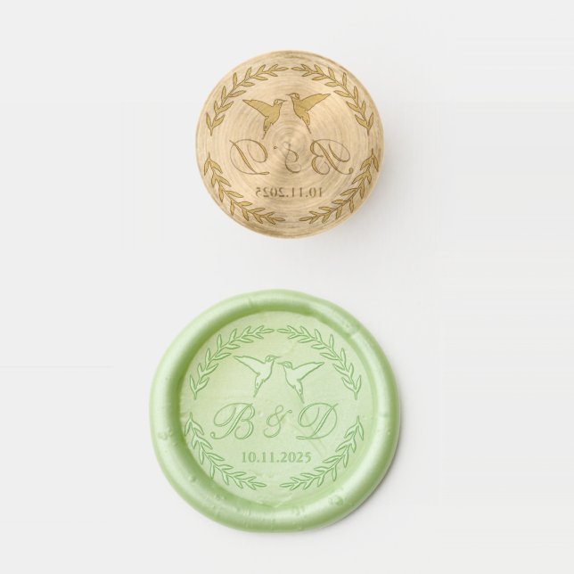 Hummingbird Monogram Solid Brass Wax Stamper (Stamped)