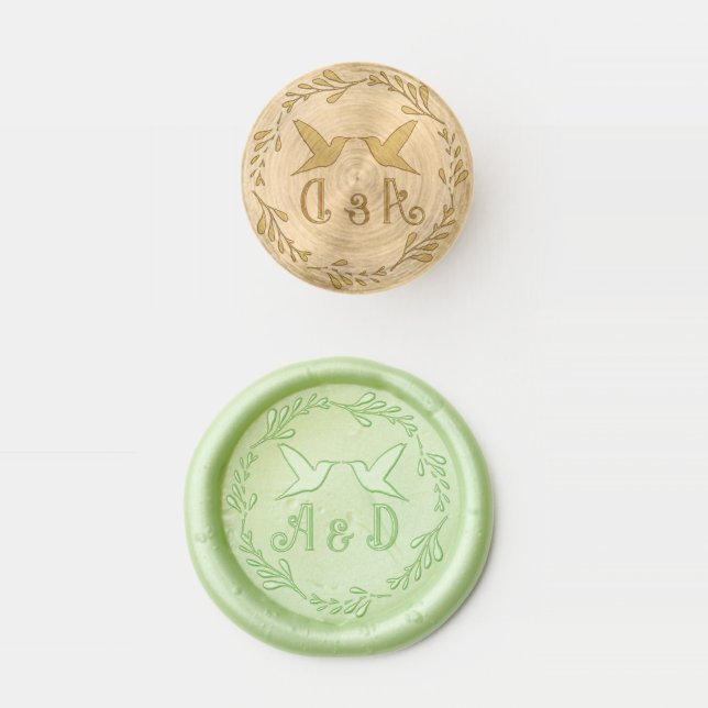 Hummingbird Monogram Solid Brass Wax Stamper (Stamped)
