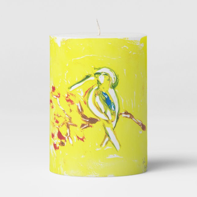 Hummingbird Monoprint Candle (Front)